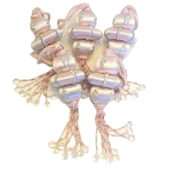 Pink Tassel Beaded Hanging Ornaments Set of Five - Picture 1 of 8